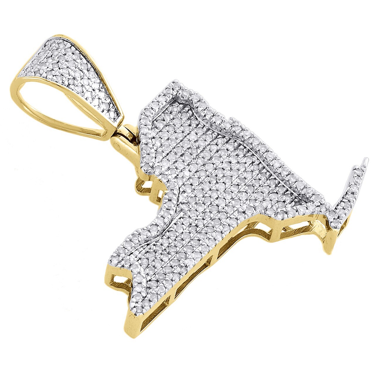 10K Yellow Gold Plated Lab Created Diamond New York Empire State Map Pendant