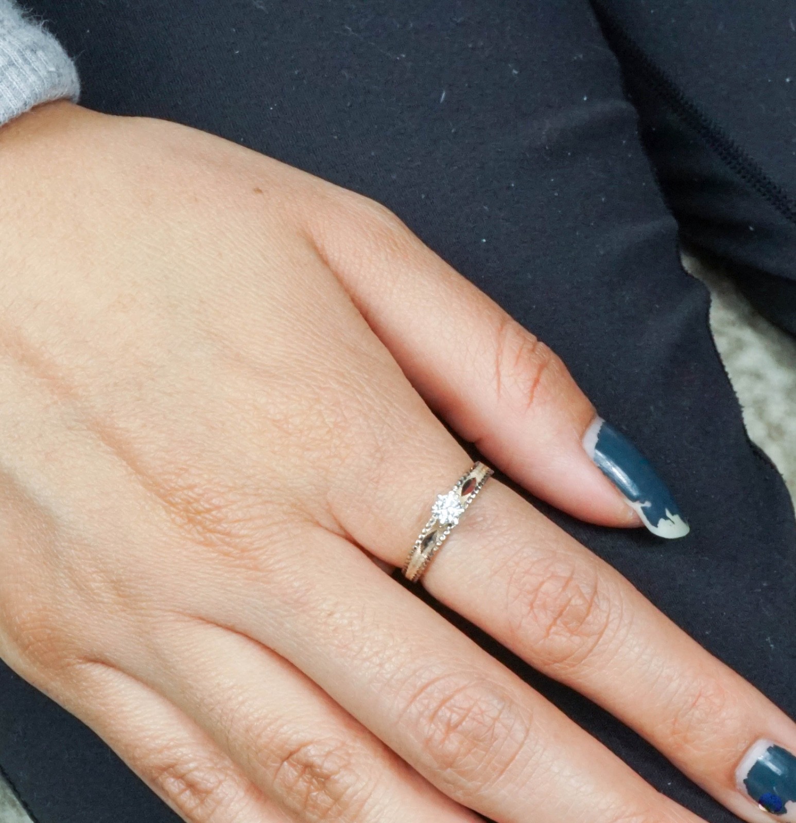 14K Solid White Yellow Gold Dainty Cute Diamond Ring, 0.2 Carat, Ring Size 6