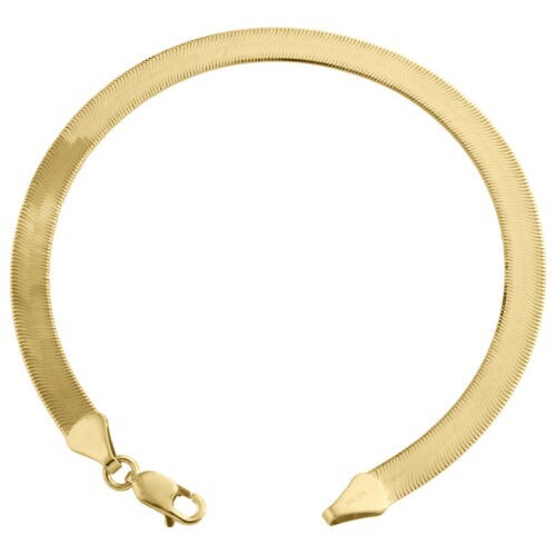 14k Yellow Gold 8″ Flexible HERRINGBONE Link Chain Bracelet 4.3 Grams 5 MM