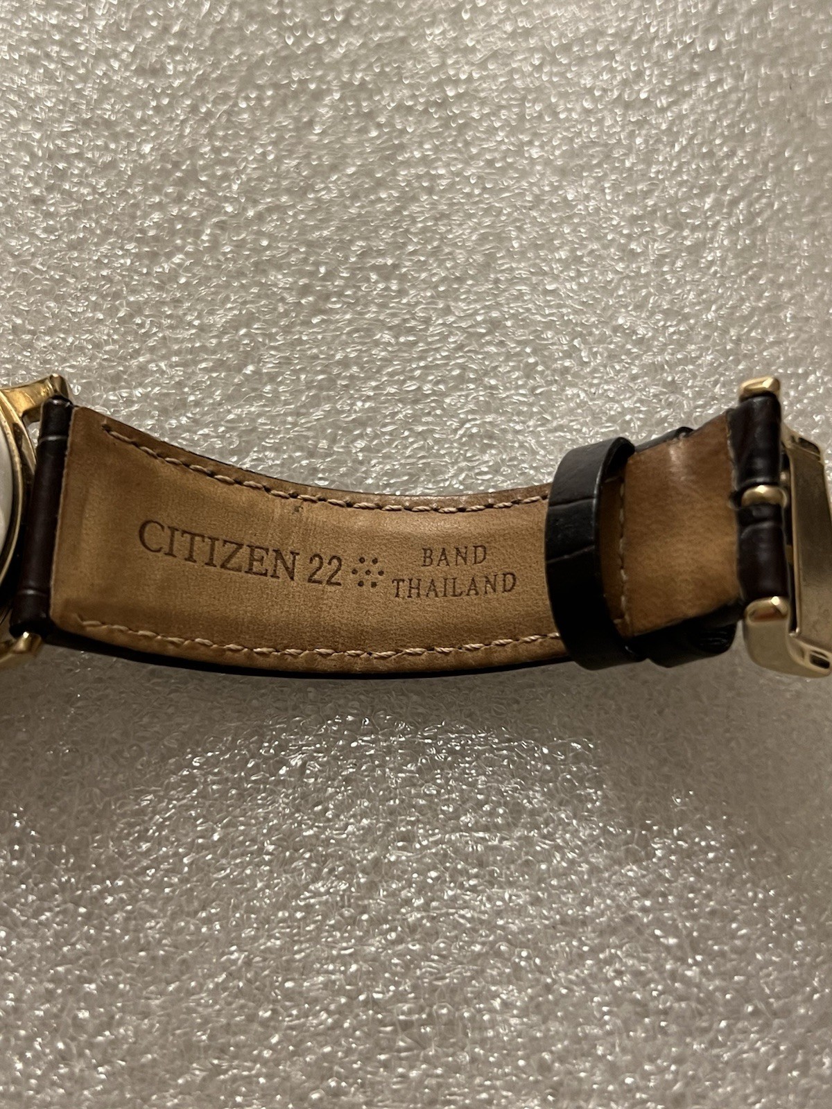Citizen Eco Drive Goldtone E111-S079748 Leather Strap Gold Tone –