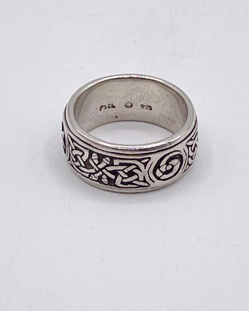 Peter Stone PSCL 925 Sterling Silver Celtic Knot Band Ring Wide Unisex Size 8.5
