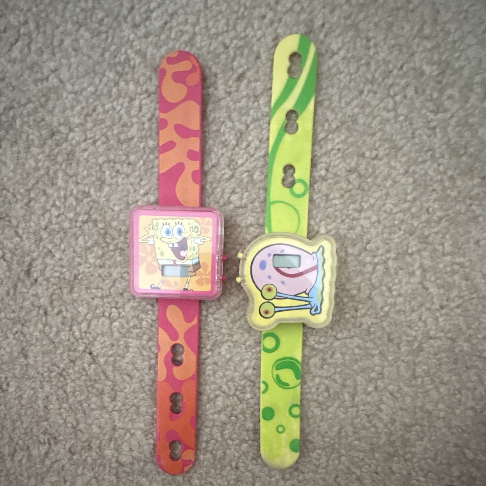 2010 Burger King Nickelodeon SpongeBob & Gary Plastic Watches Lot 2 (Nonworking)