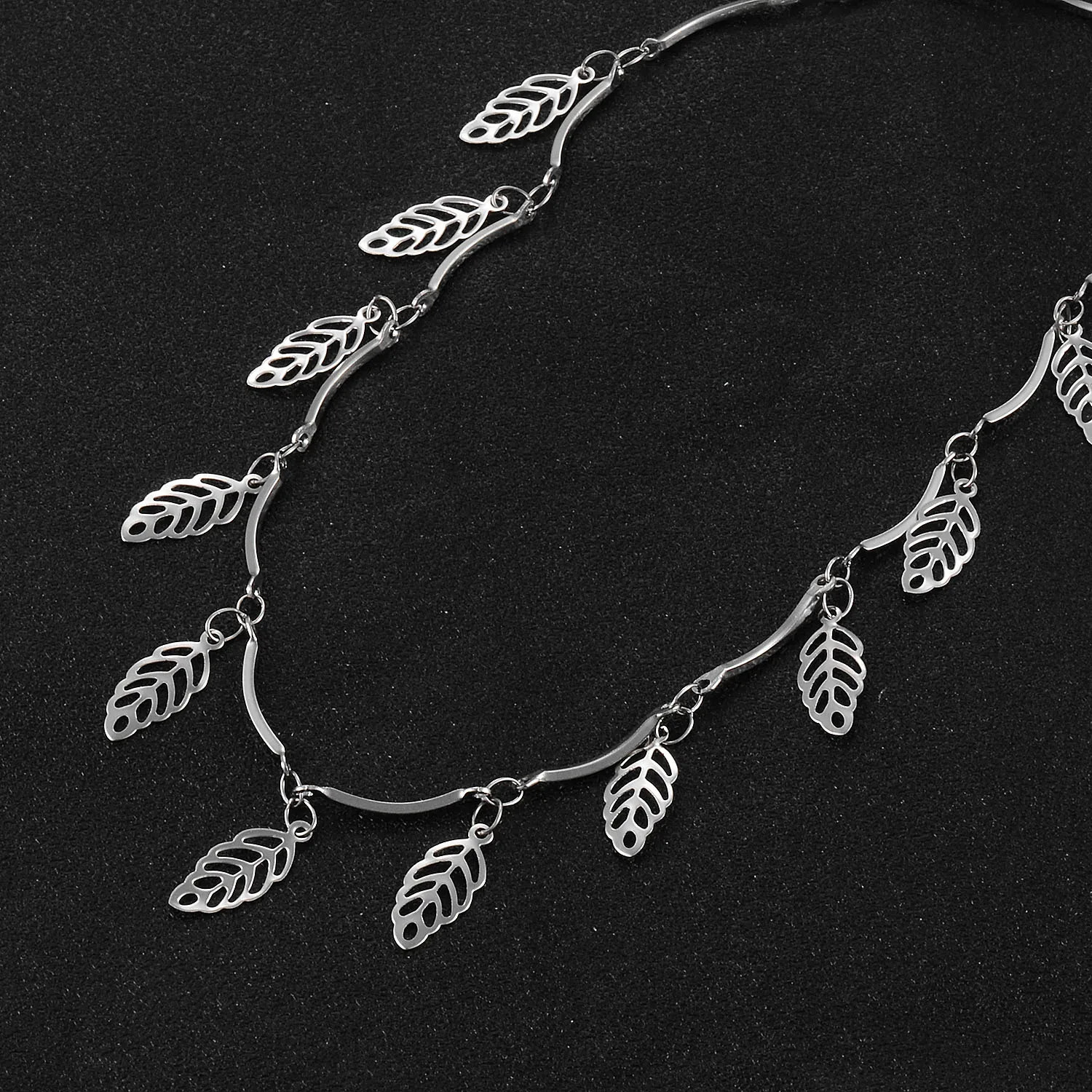 Stainless Steel Handmade Chain Gold And Silver Color Leaf-Shaped Creative DIY Hi