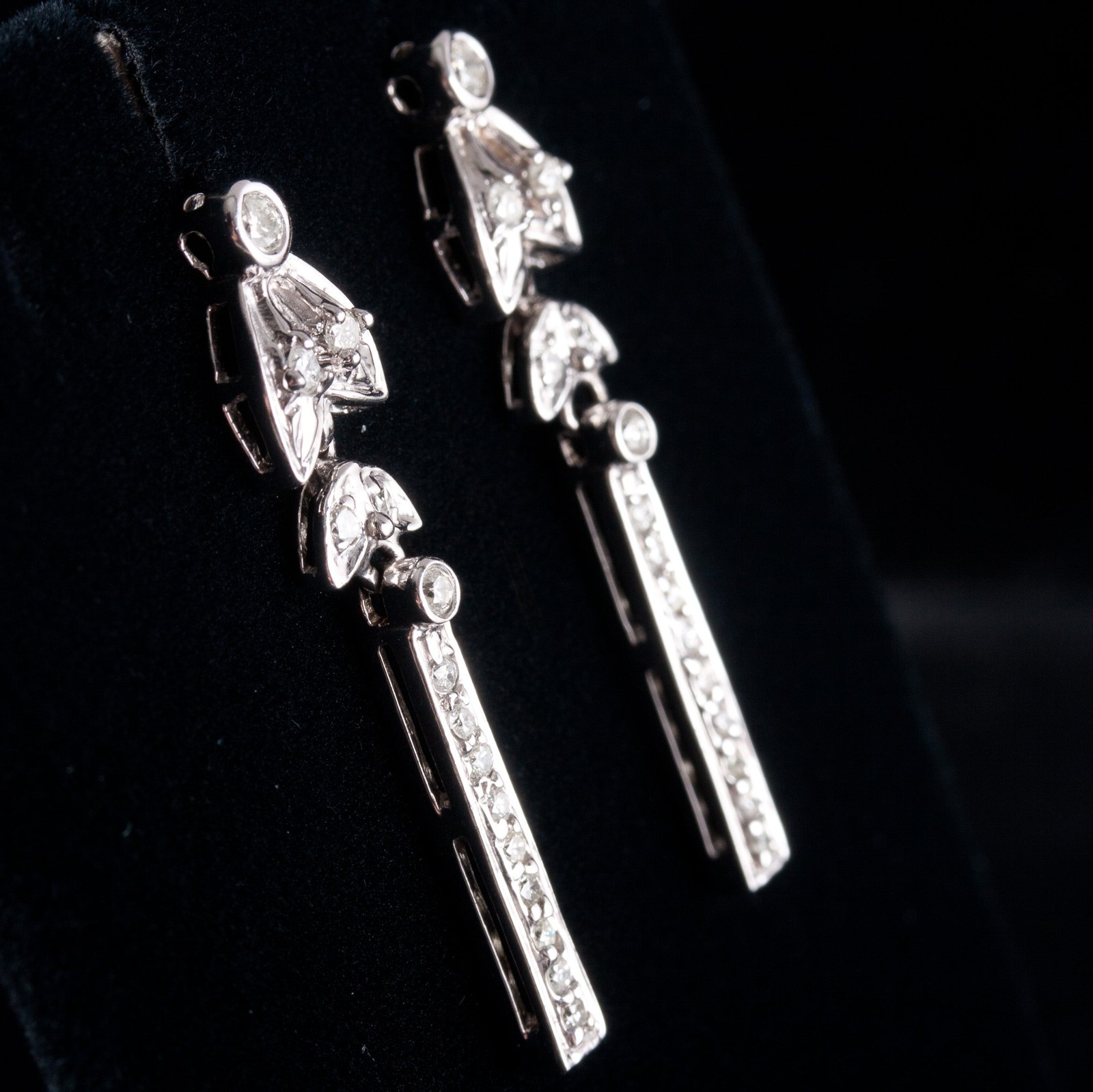 14k White Gold Round H-I SI1-SI2 Diamond Dangle Earrings .49ctw 4.98g