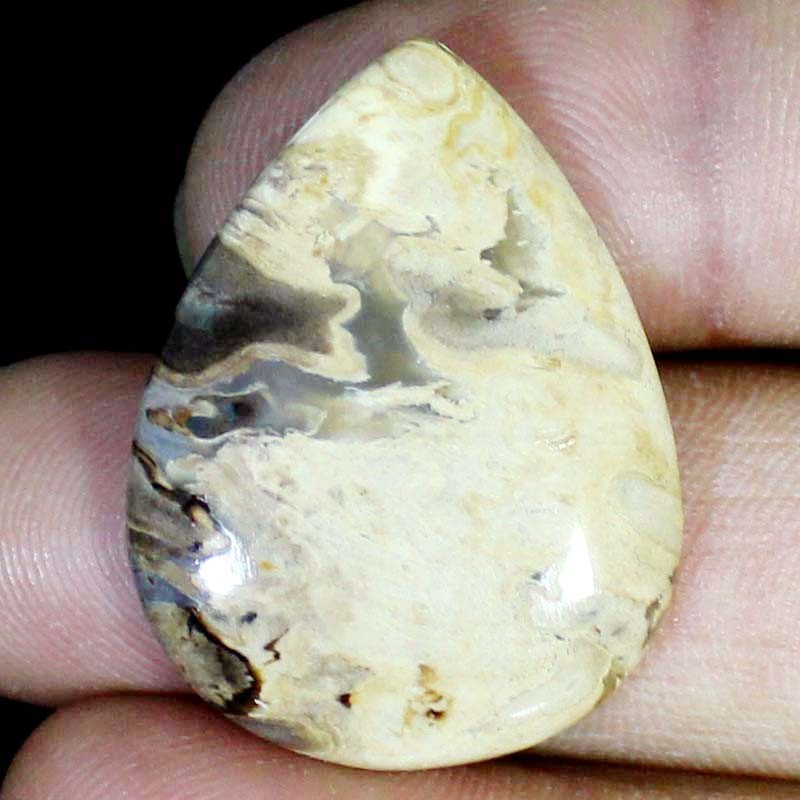37.00 CT Natural Petrified Wood Agate PEAR Cabochon , Petrified stone 27x35x5 mm