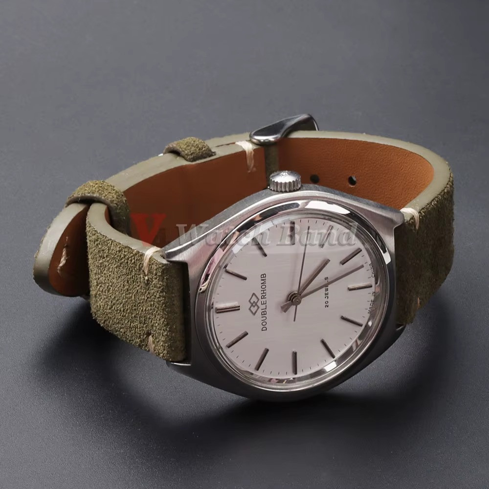 18 19 20 21 22 MM Soft Suede Leather Vintage Strap Watch Band Quick Release.