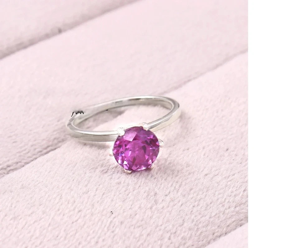 Certified 10 Ct Natural Alexandrite Round Gemstone Ring – Crafted 925 Silver