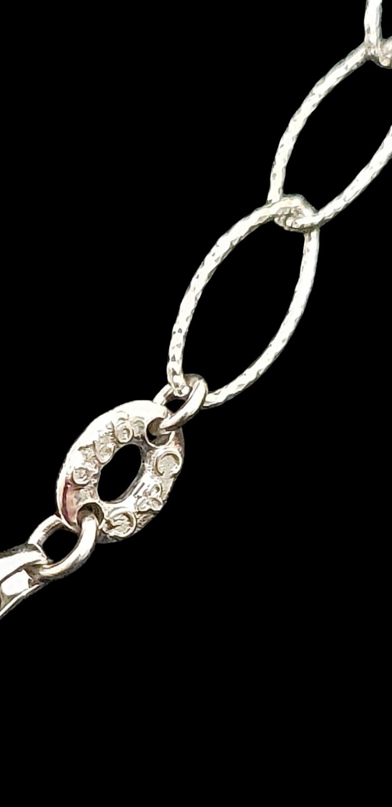 16″ CHARLES GARNIER, Solid Sterling Silver 4 Station Oval Bead Link Necklace