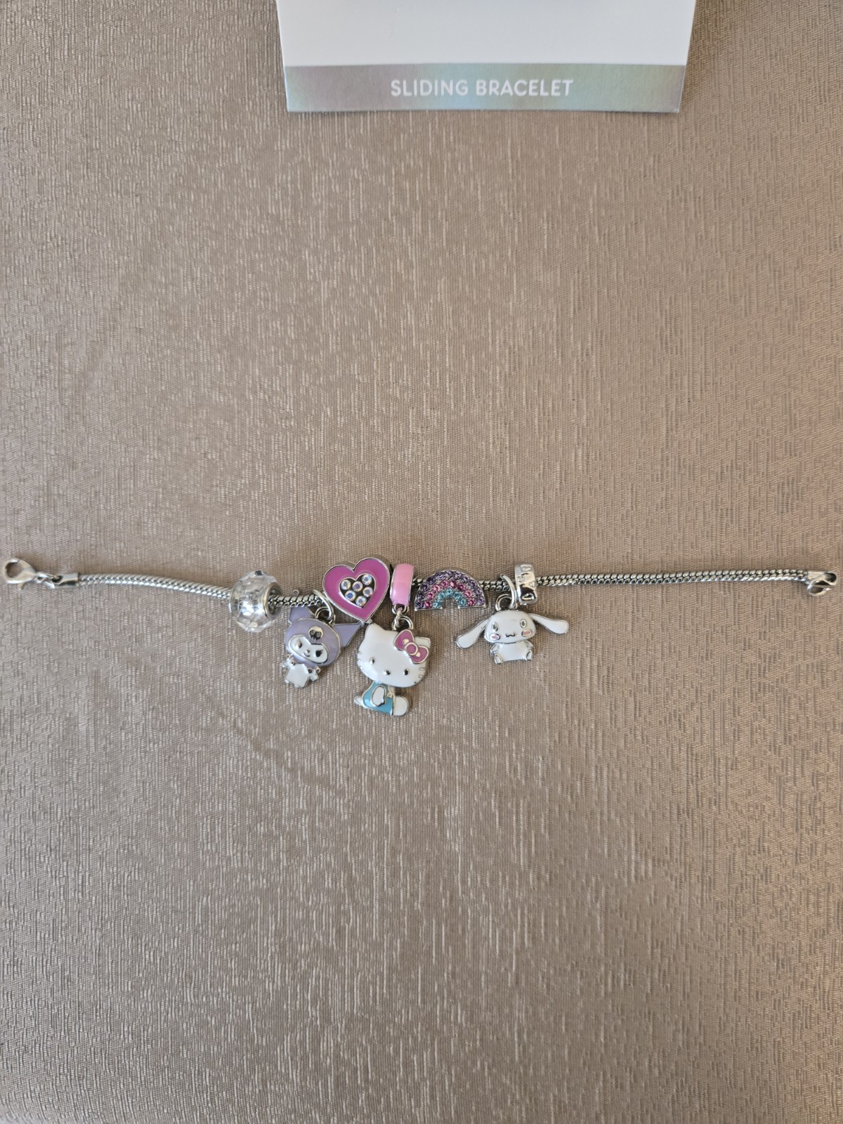 Hello Kitty & Friends Sliding Charm Bracelet | Sanrio Adjustable Silver Bracelet
