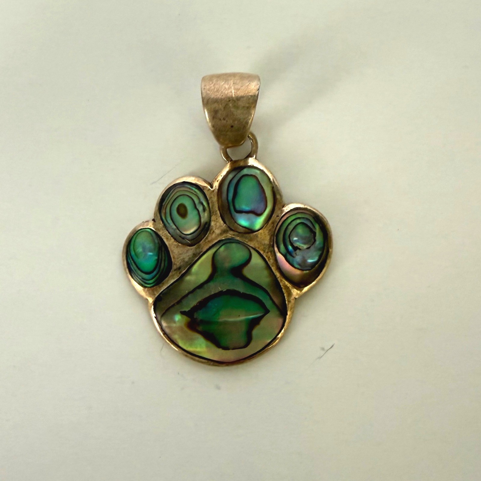 Sterling Silver 925 Abalone Shell Paw Print Pendant Philippines Animal Jewelry