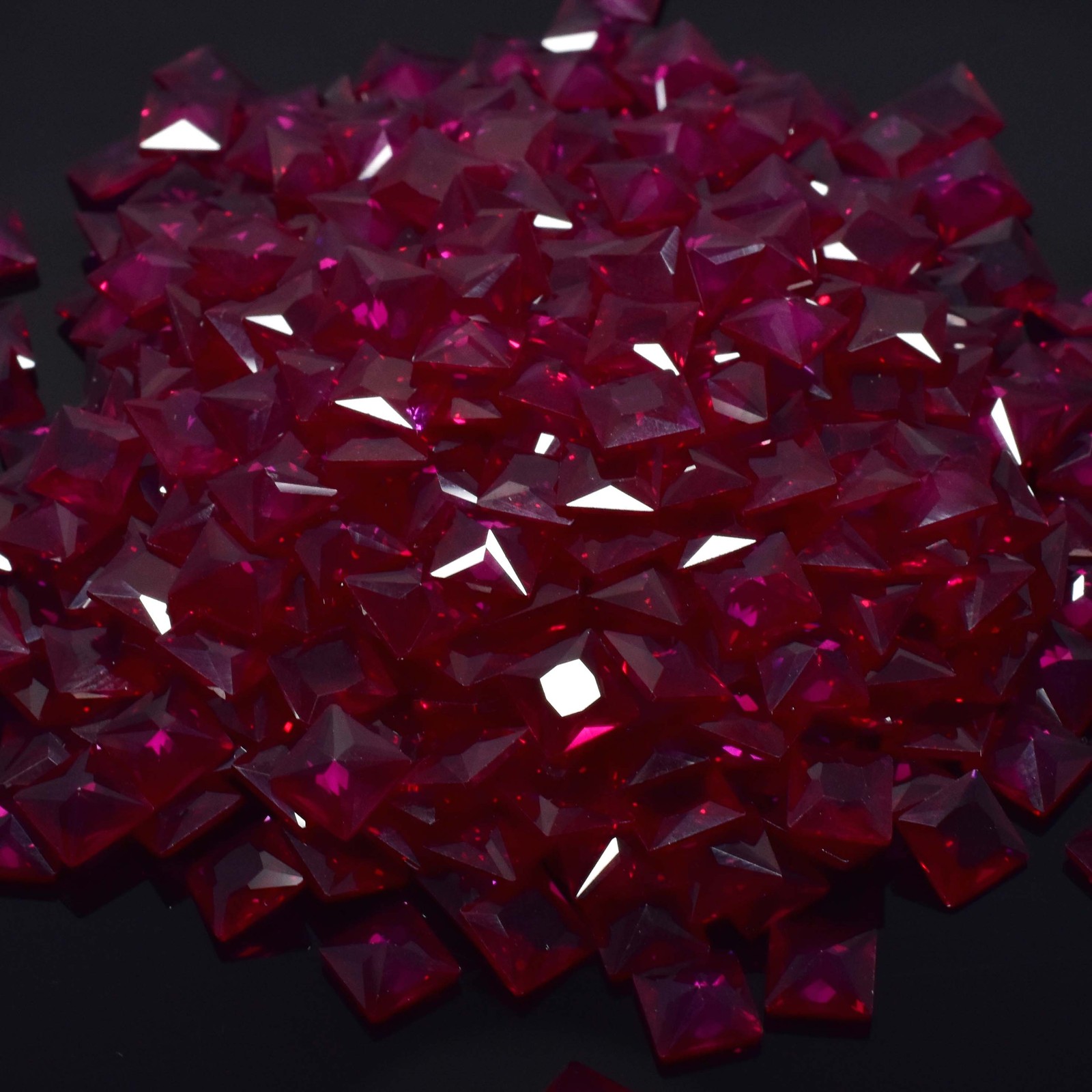 Fiery Red Ruby Loose Gemstone Natural and Untreated CERTIFIED 50 Pcs Square Cut