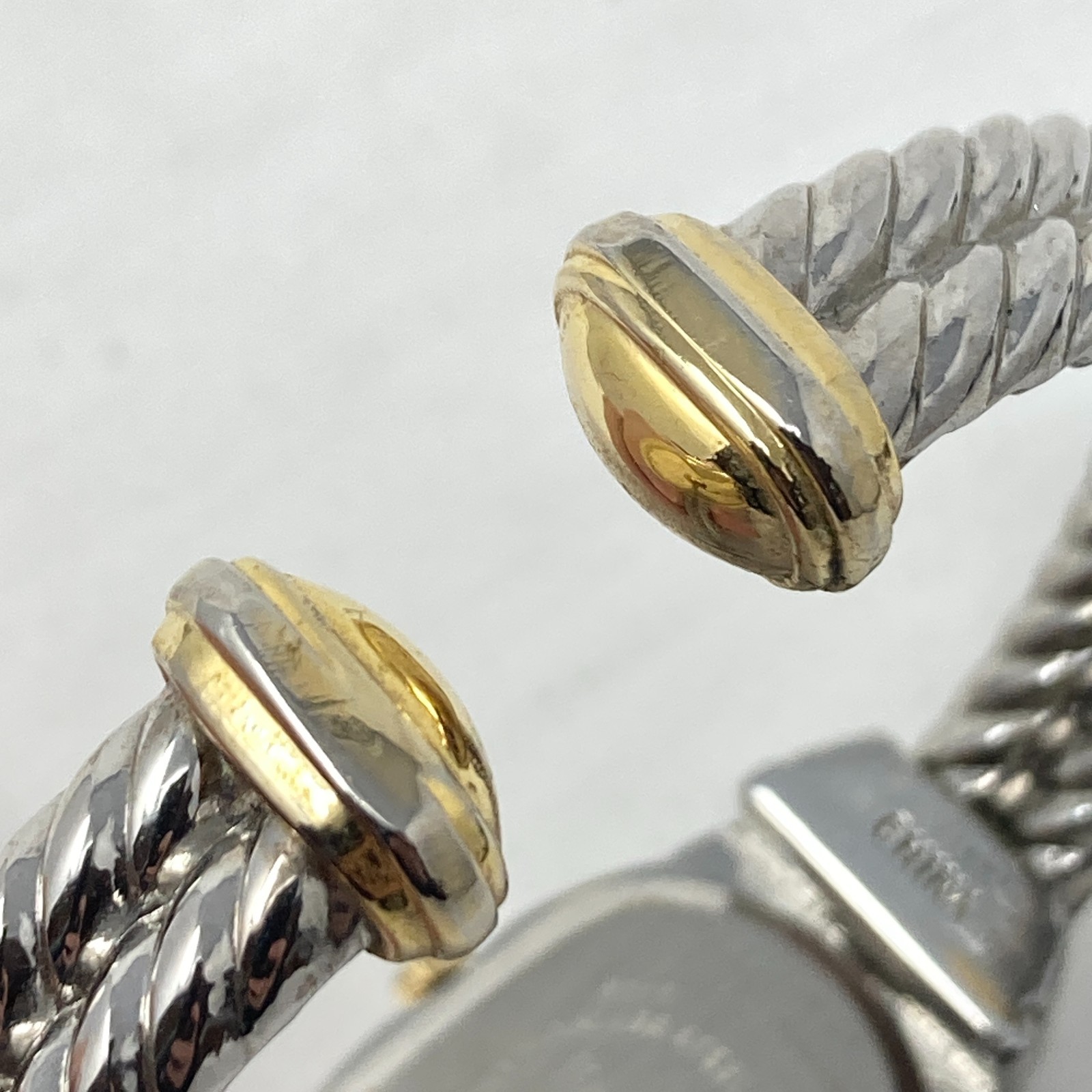 Style & Co Women Watch Silver Gold Tone Crystals Twisted Cable Cuff New Battery