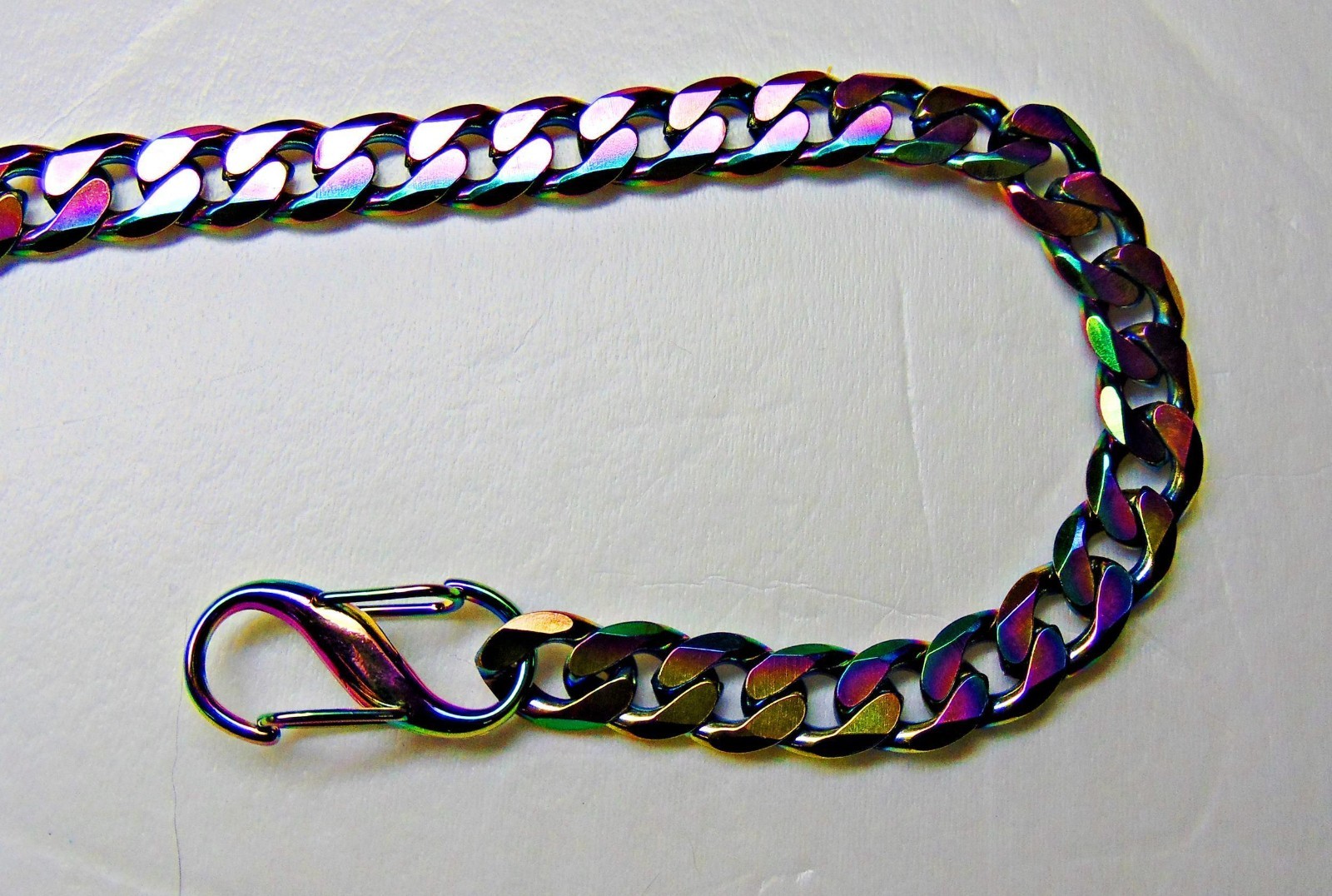 Hefty Bracelet or Necklace Rainbow Stainless Steel Cuban Curb Chain 10mm x 13mm