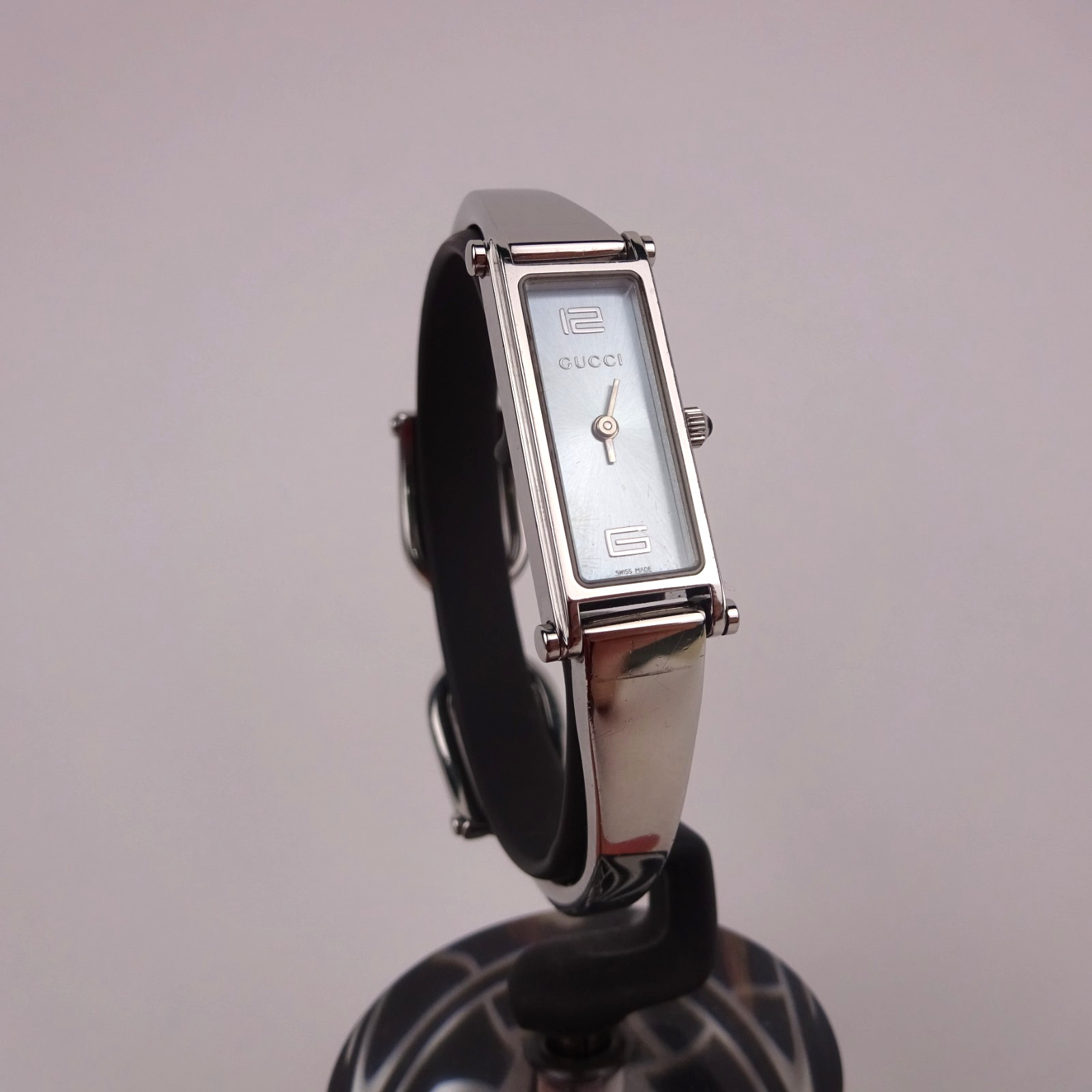 Gucci 1500L Bangle Watch Baby Blue Dial Stainless Steel Women’s