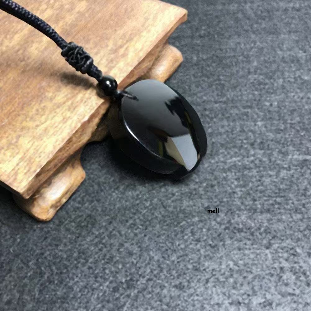 Real Obsidian Crow Pendant Necklace Natural Jewelry Luxury Gift Designer