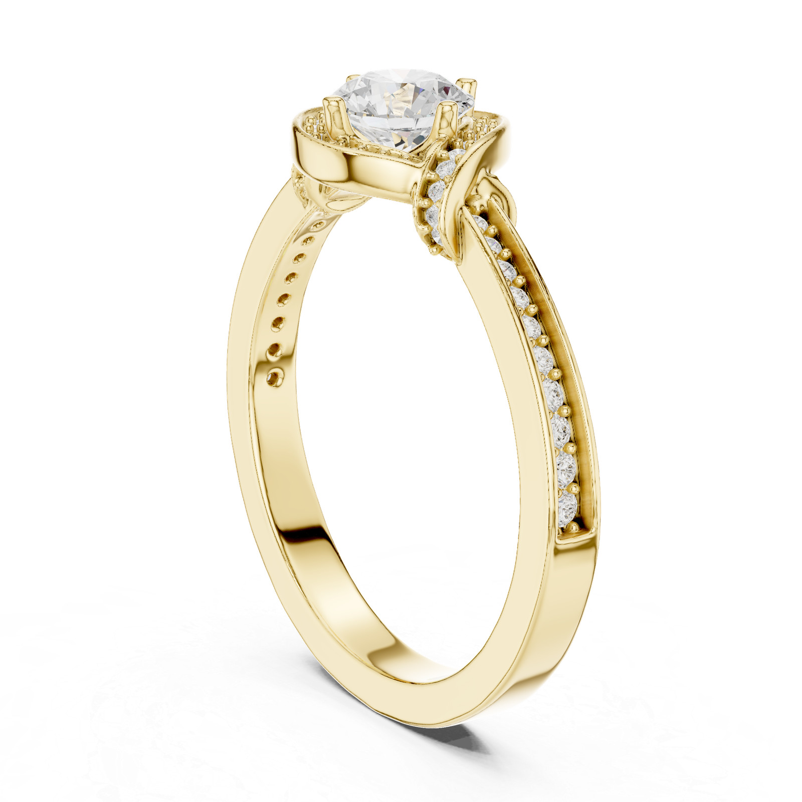 Engagement Floral Motifs Eternity Ring 53pc VVS1/D Round Diamond Gold Over o319