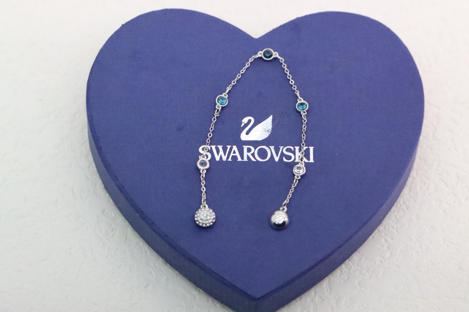 Swarovski Blue Gradient Crystal Bracelet with Magnetic Clasp, Rhodium Plated