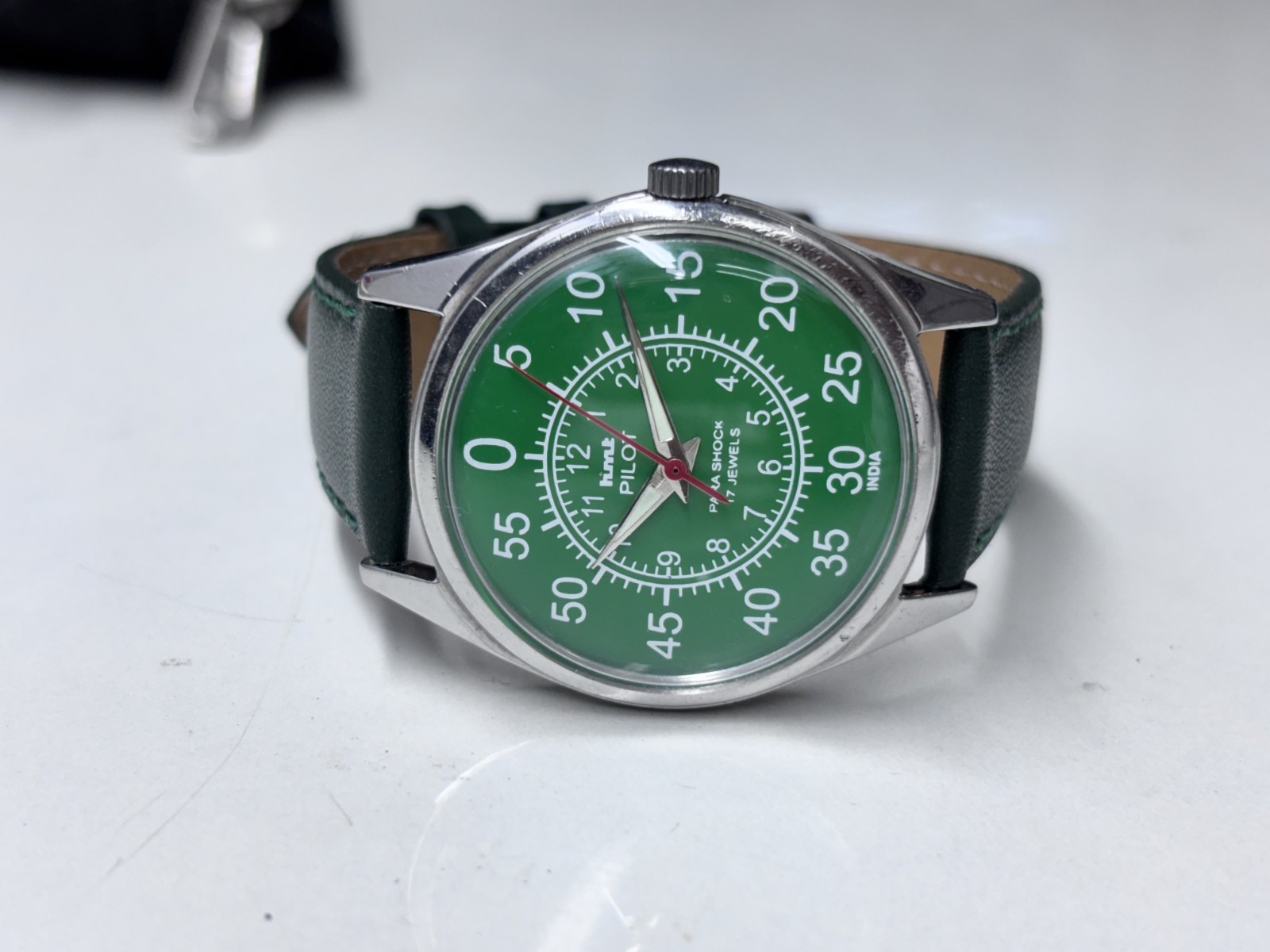 Vintage HMT Pilot Green 17 Jewels Mechanical Hand Winding Men’s Wrist Watch