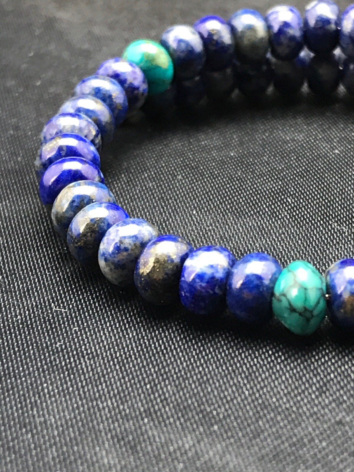 Lapis & Turquoise Bead Southwestern Navajo Sterling Silver Bracelet 03260