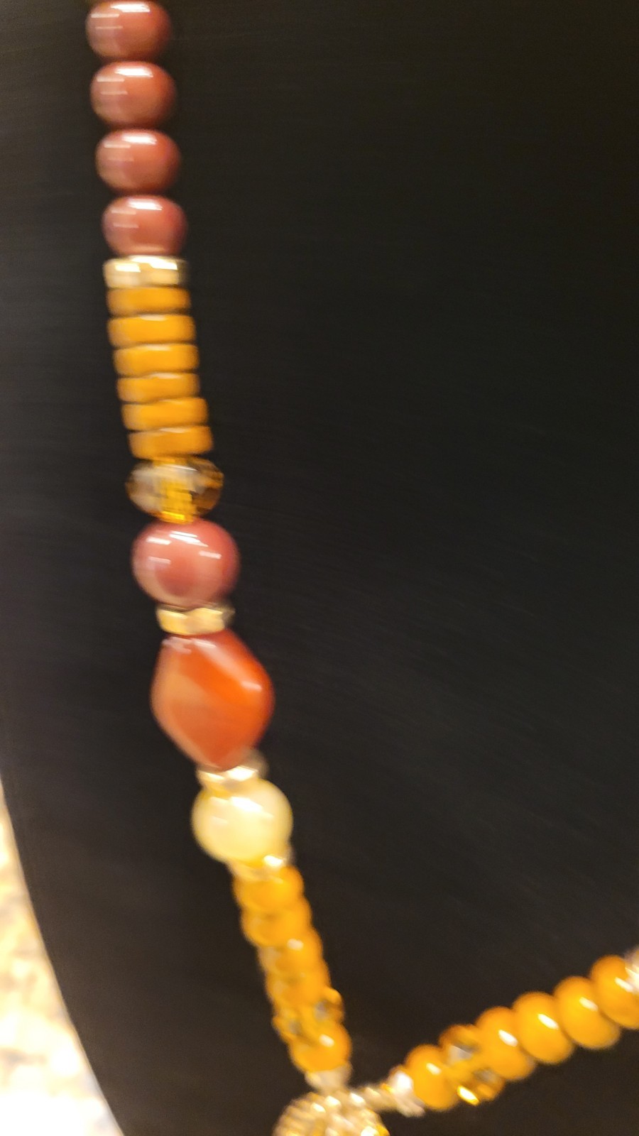 Fashion Beaded Pendant Chain Statement Tassel Necklace wood Rhinestone Brown Red