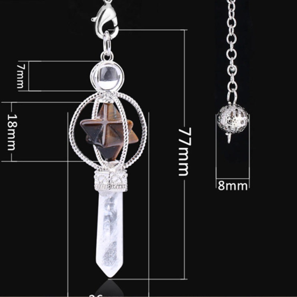 Natural Gemstones Merkaba Hexagram Rotating Healing Crystal Reiki Chakra Pendant