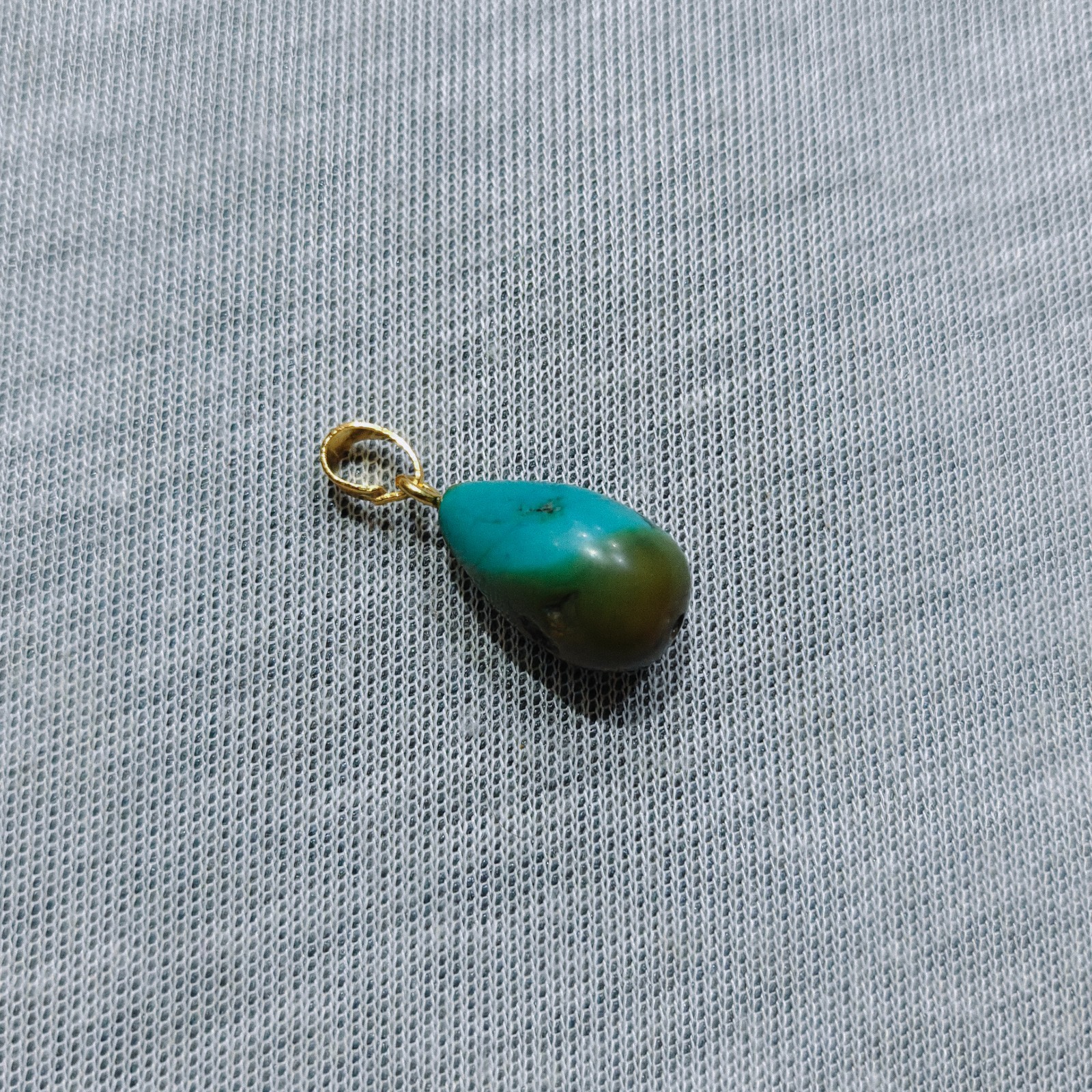 Natural Tibet Turquoise Teardrop Beads Brass Pendant Handmade Tribal Boho Gift