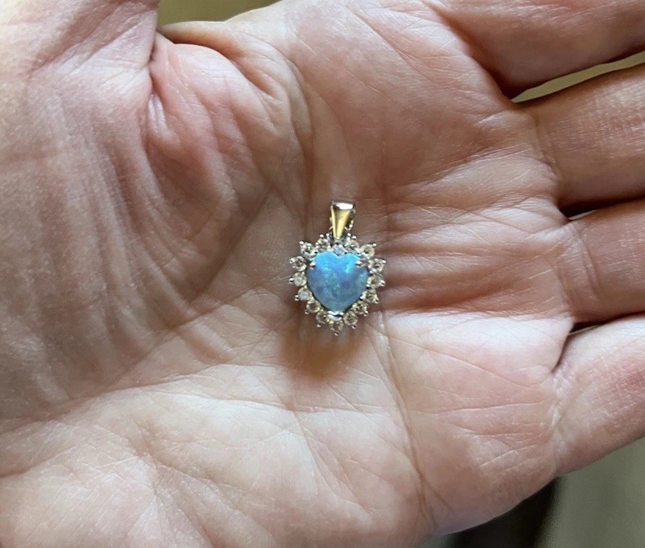 Sterling Silver Blue Lab Opal Heart Pendant Necklace 20”. Pendant Height:13 mm💙