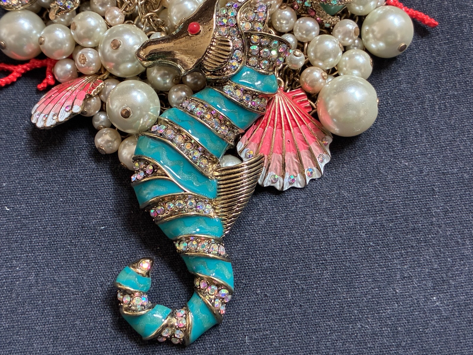 Betsey Johnson Necklace & Earrings Set Nautical Theme Sea Horse Shells BJ103