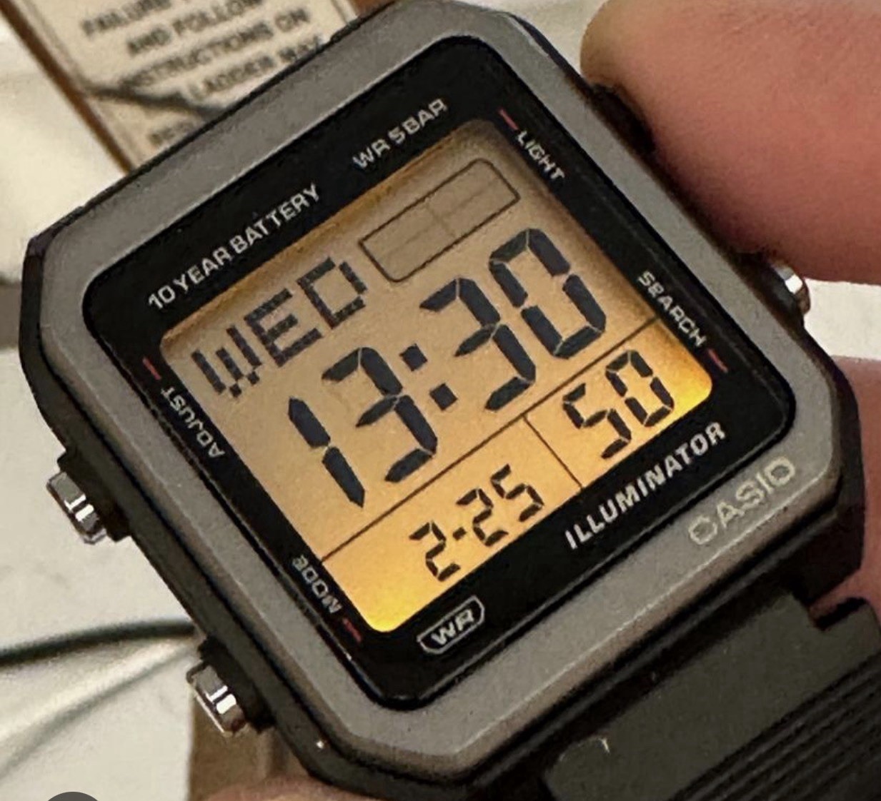 Casio Collection Standard W221H-1AV Black 10-year Battery Flash Alert World Time