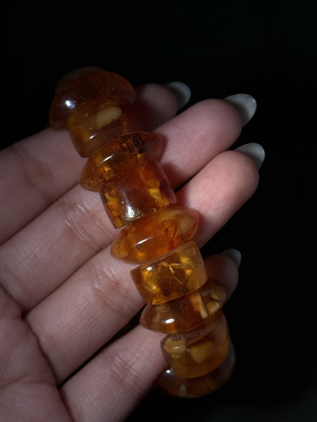 Natural Lithuanian Baltic Amber Stretch Bracelet 26.98g Honey Cognac Quality