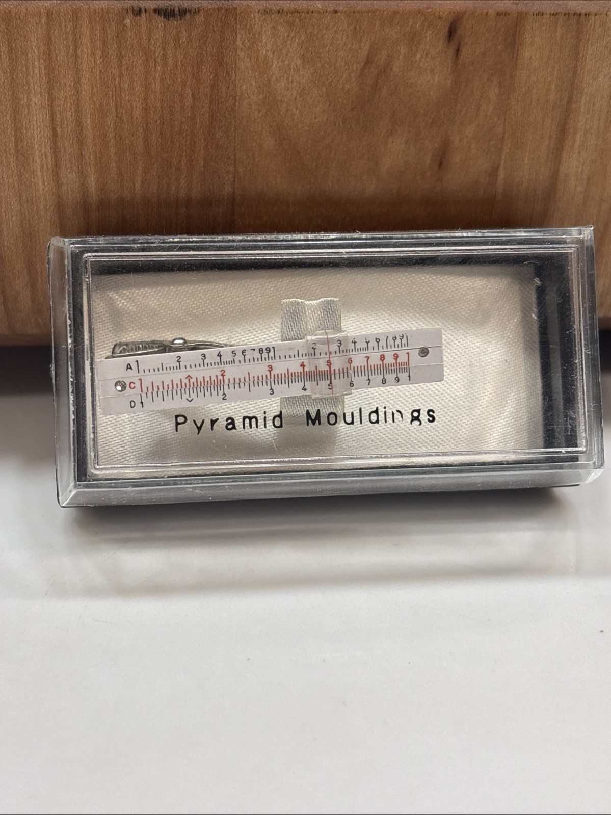 Vtg Engineering men’s Bar Tie Clip Moveable Working Slide Rule Sterling Case