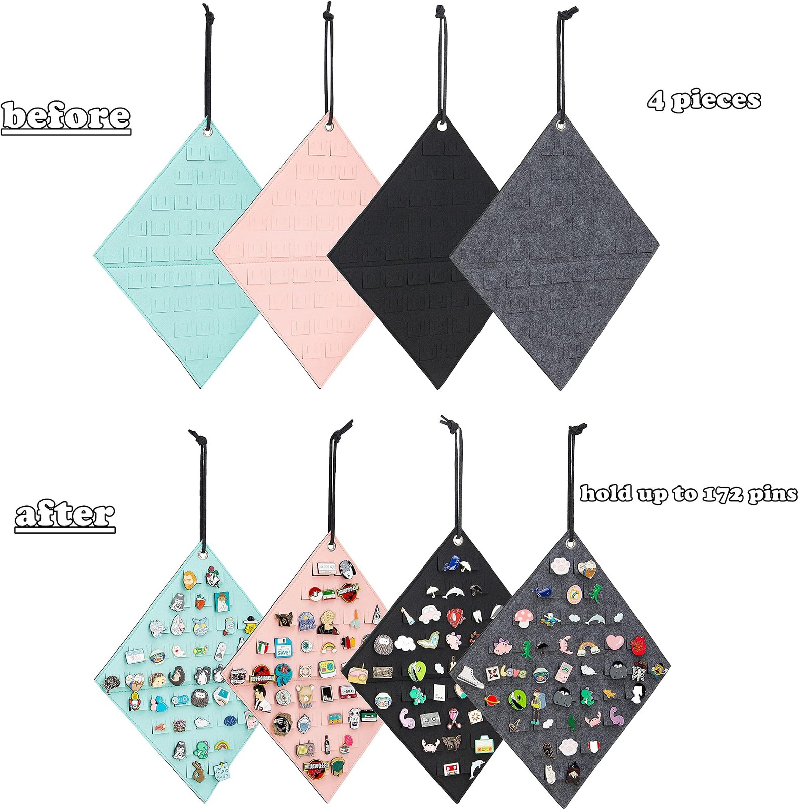 PACMAXI 4 Pieces Hanging Brooch Pin Storage Organizer Pin Brooch Holder | Wal…
