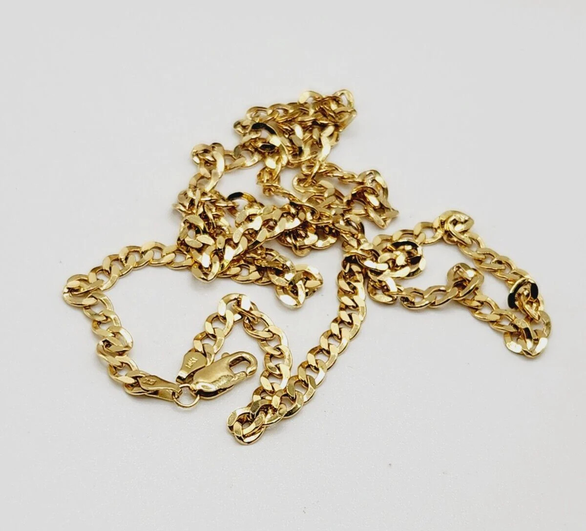 10KT Yellow Gold Semi Solid Curb Link Chain 25. 12/16 ” Long x 4.45mm x 1.28mm