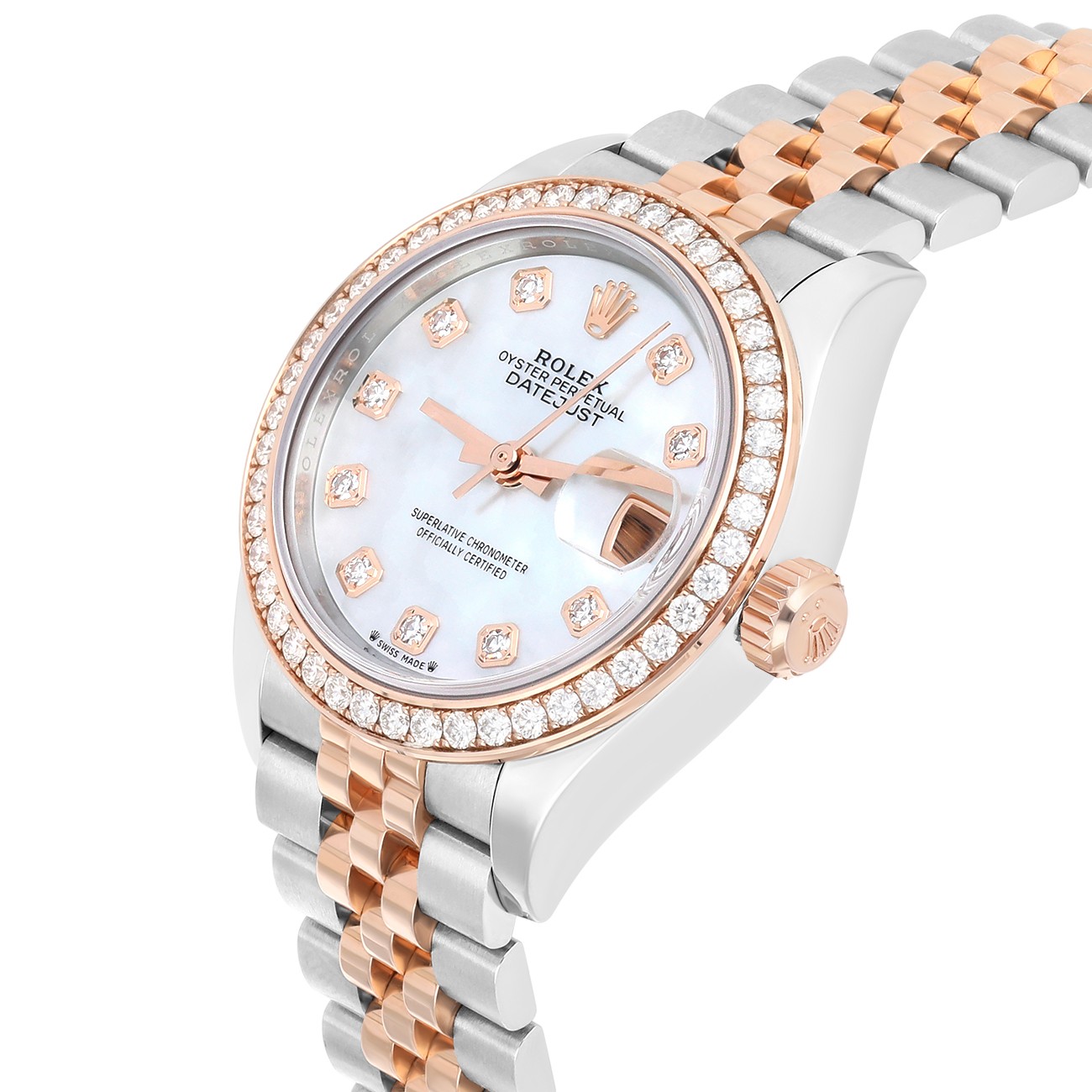 Rolex Lady-Datejust 279381RBR-0013 28 MM Diamond Bezel White Mother of Pearl …