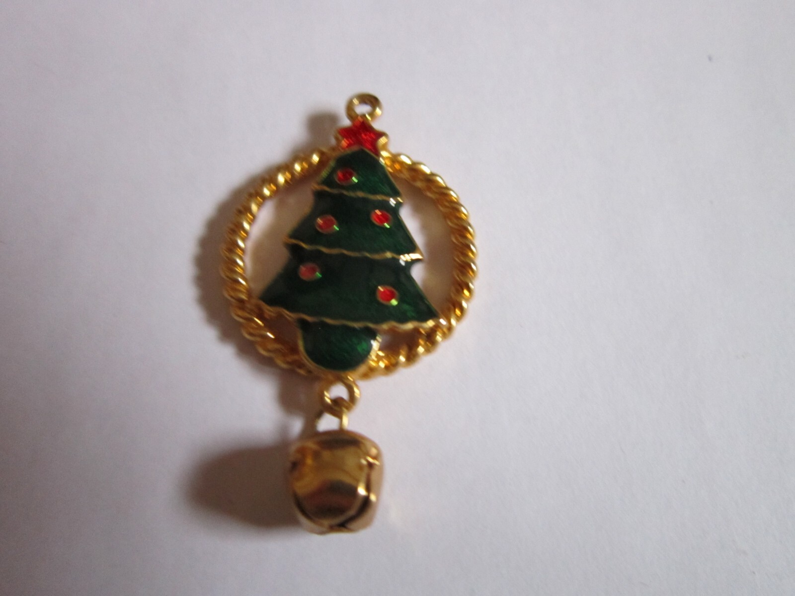 Vintage Christmas Pendant ONLY Necklace No Chain Charm Goldtone Jingle Bell