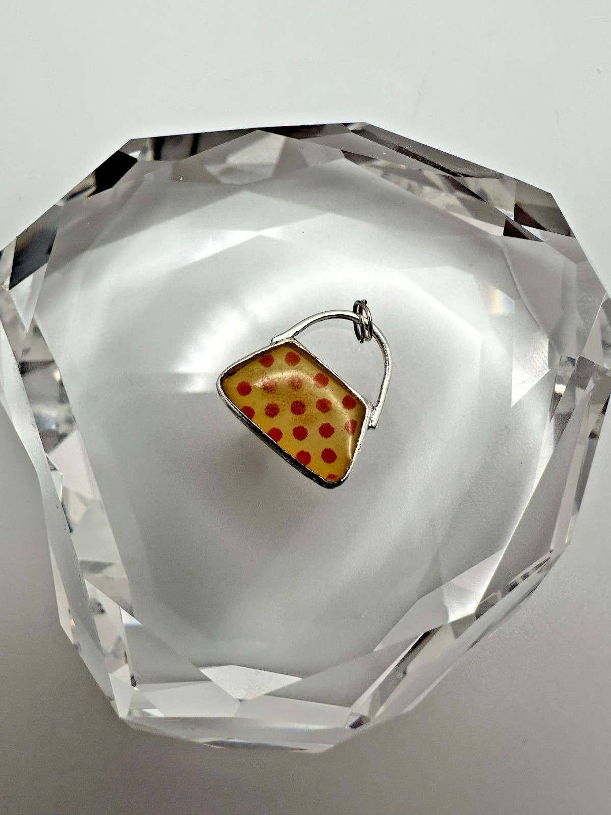 Vintage Sterling Silver Polka dot Purse Charm 1.8cm JB23