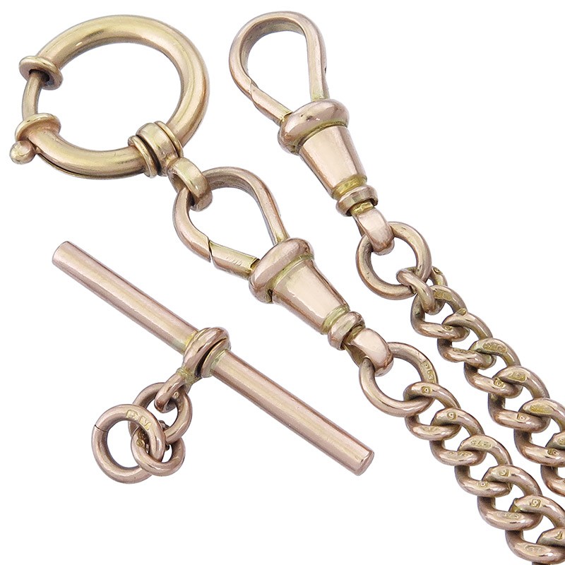 Watch Chain Wave Gradient Bridge Spring Ring 375 Rose Gold England Antique