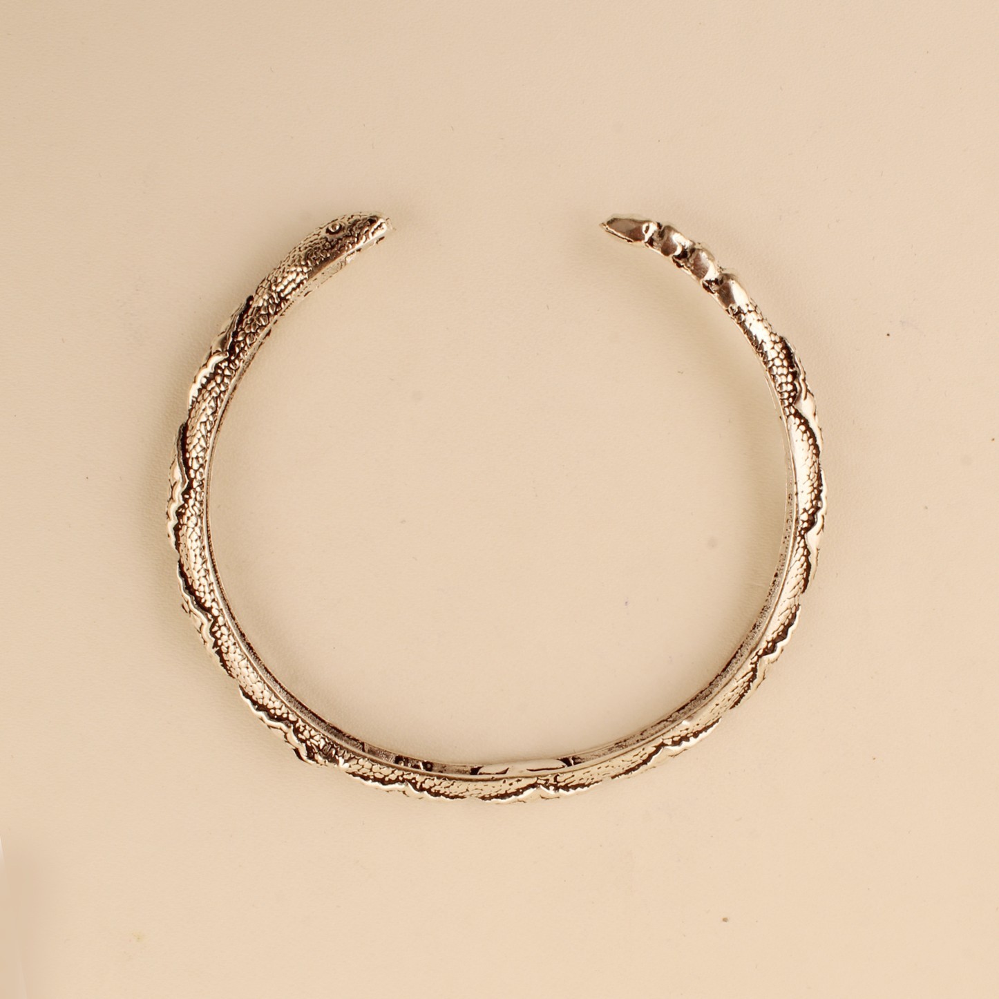 Snake Open Cuff Bracelet for Women & Men, Silver Plated Bangle Serpent Bracelet