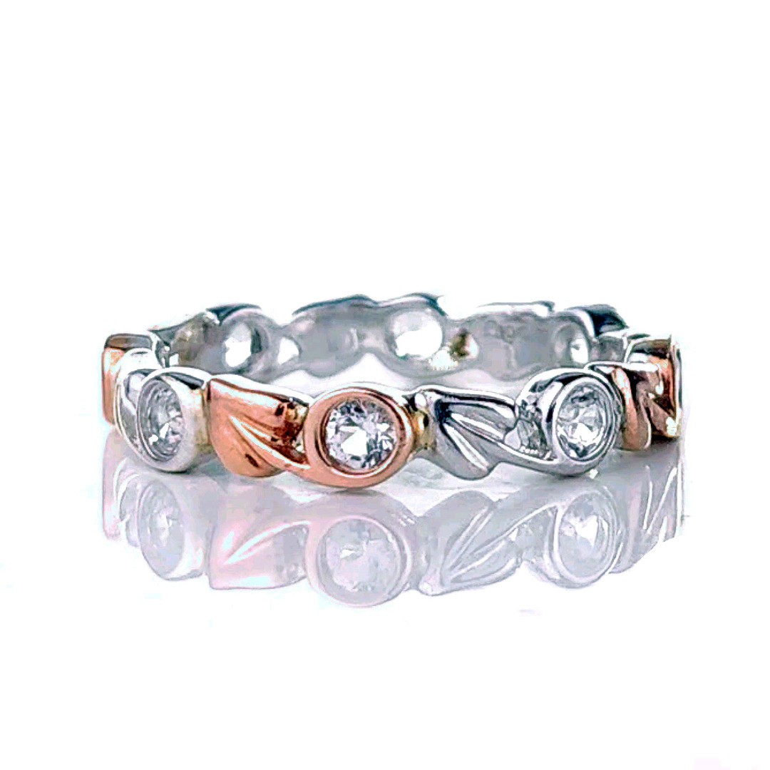 Clogau Silver Ring Size N Welsh 9 Rose Gold Tree of Life Eternity