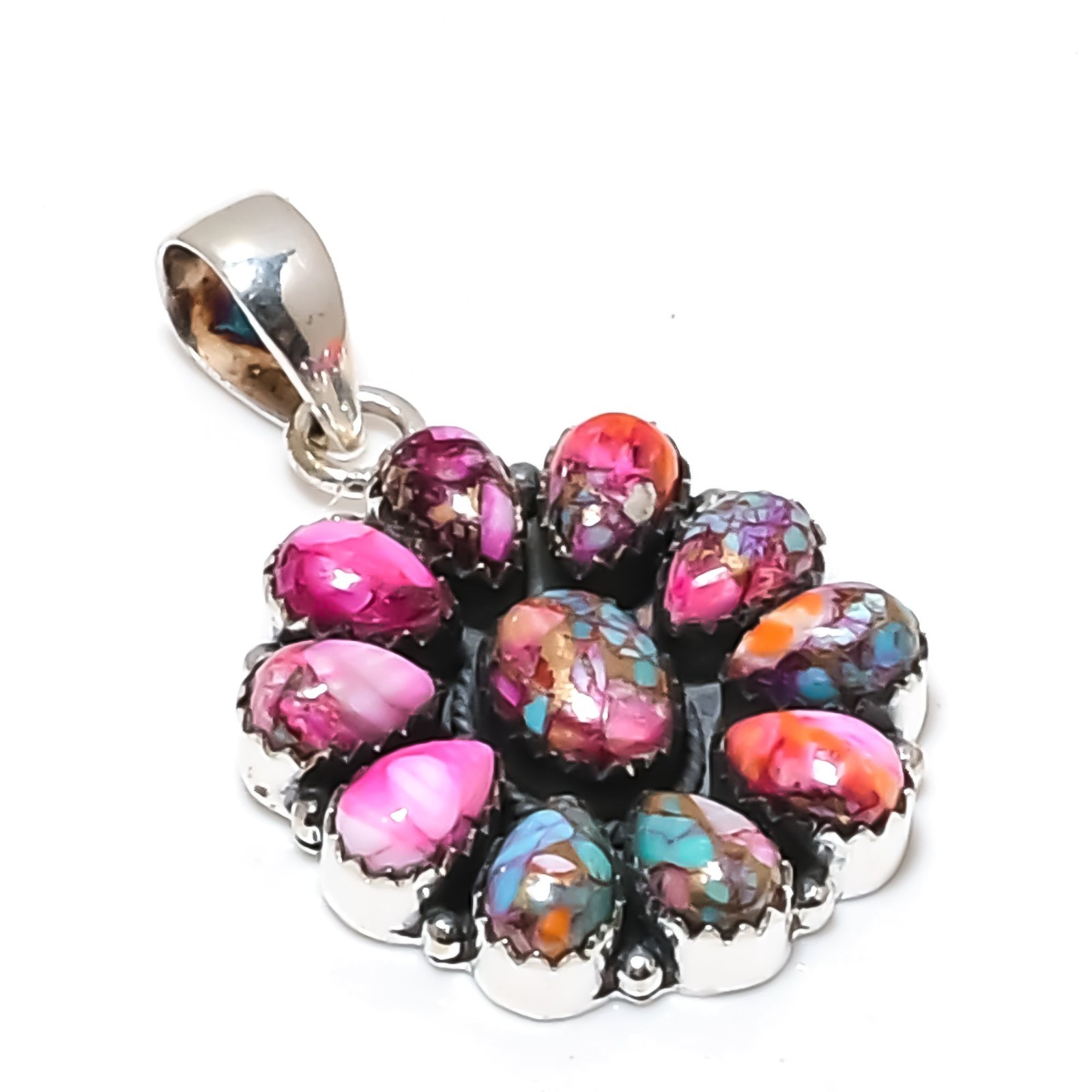 Pink Spiny Oyster Gemstones Handmade 925 Solid Silver Designer Pendant Jewelry