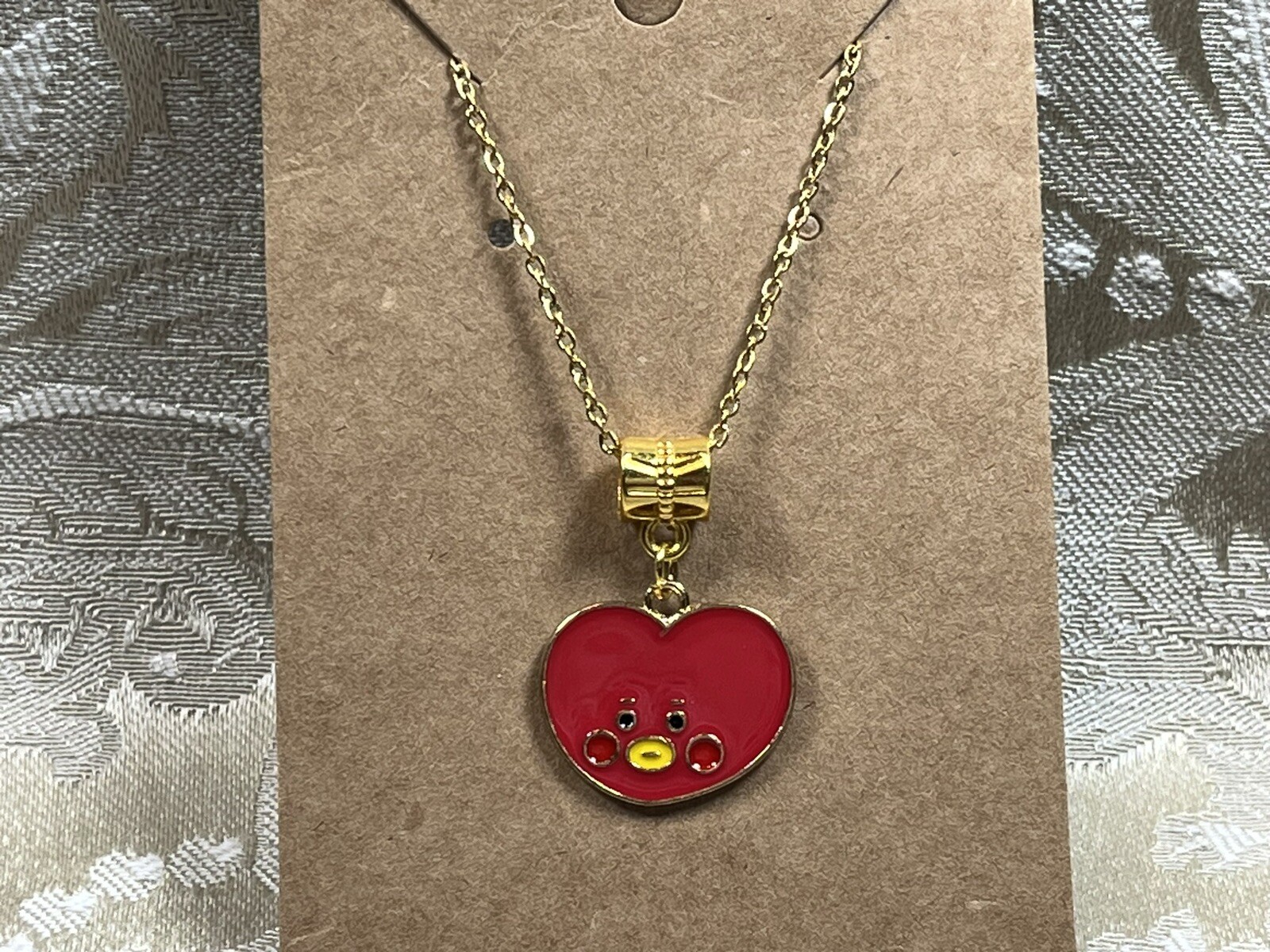 K POP Anime Cartoon Emojis Character Gold Pendant Necklace 18”