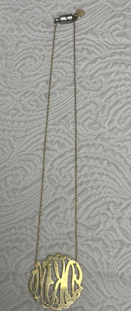 Vintage Jane Basch Sterling Silver Monogram ‘DKM’ Pendant 18” Necklace 11.24 Gr