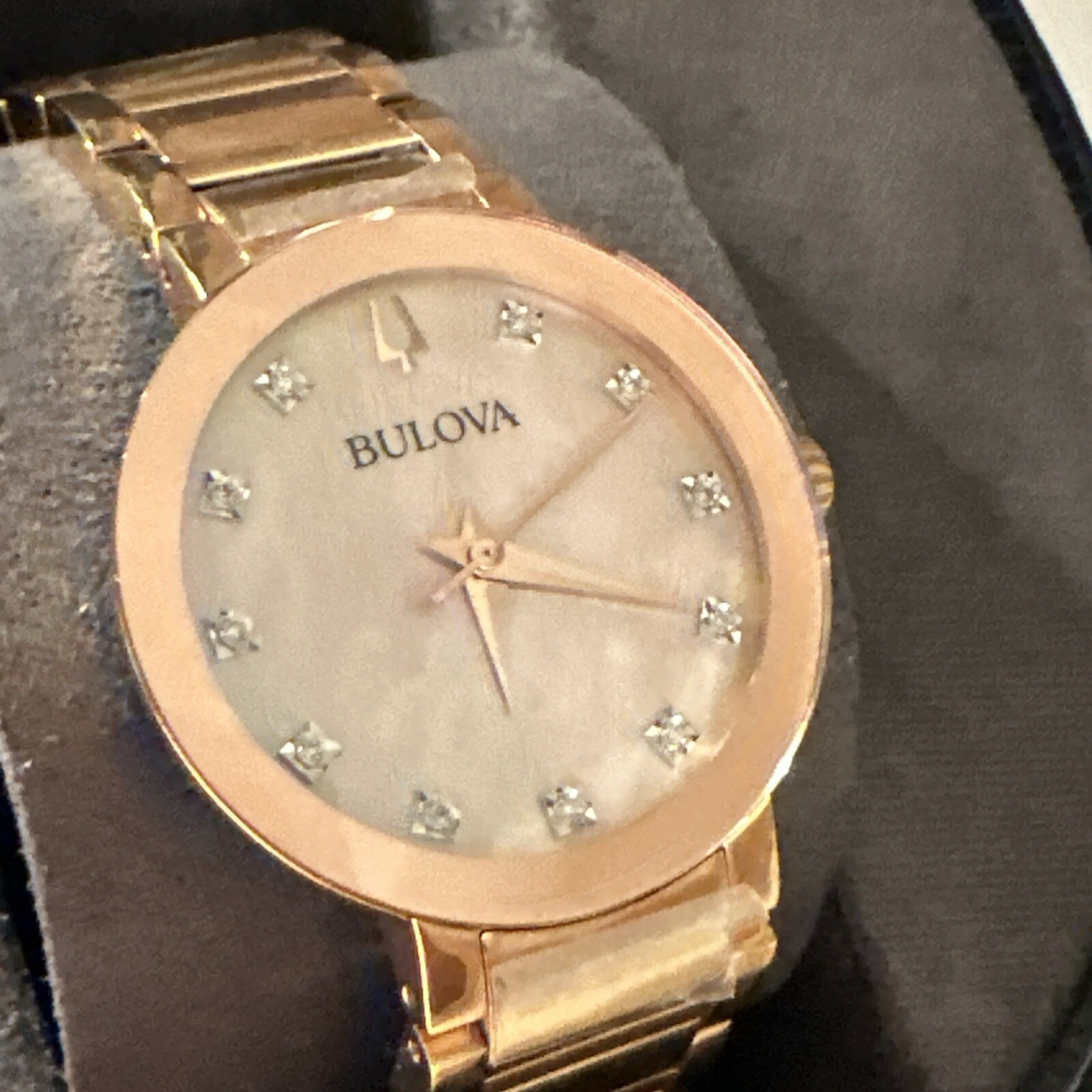 Bulova Women’s Diamond Accent Rose Gold Watch 30MM 97P132