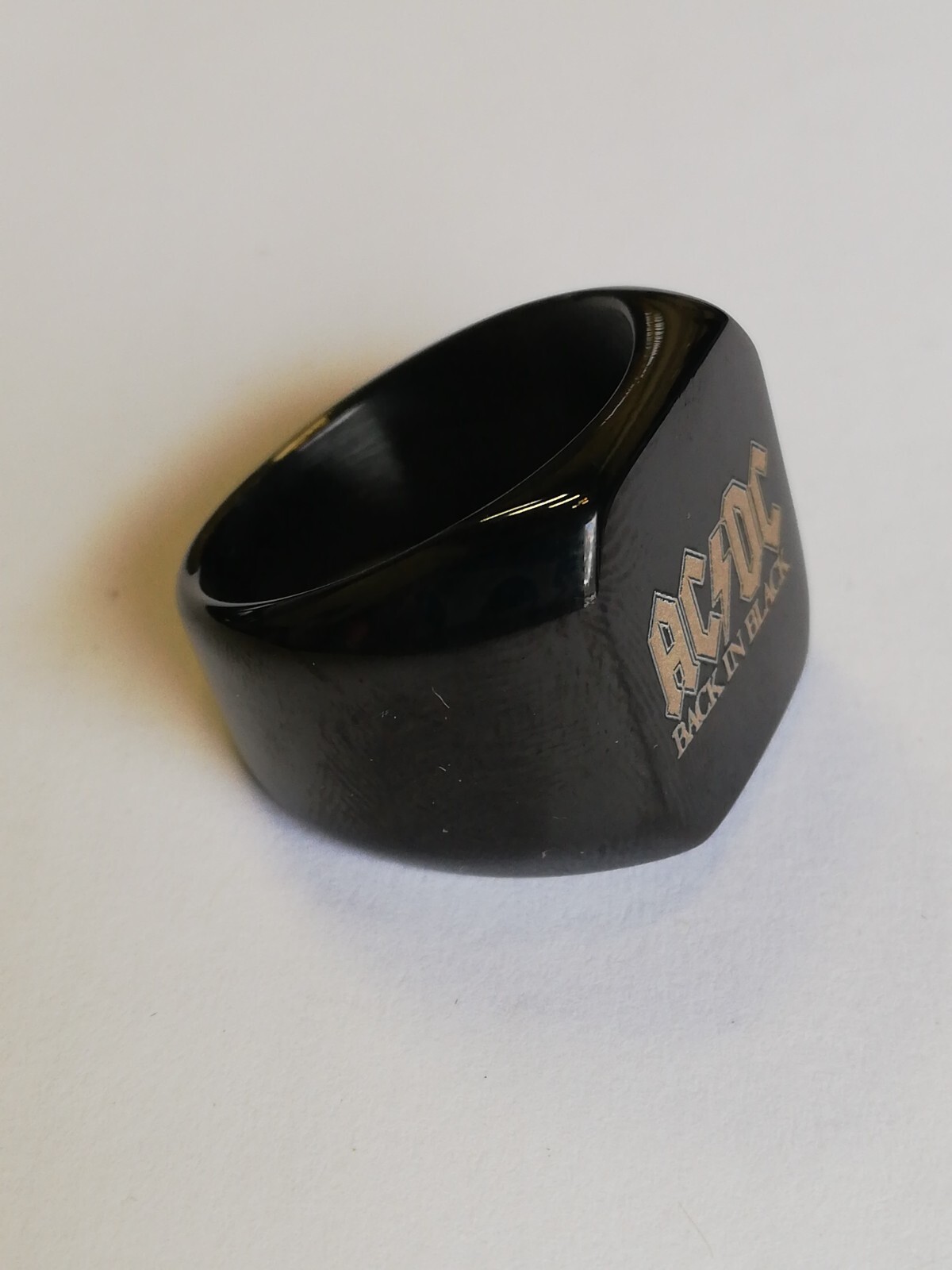 Titanium Men’s Black 316L Stainless Steel AC/DC Biker Ring New.
