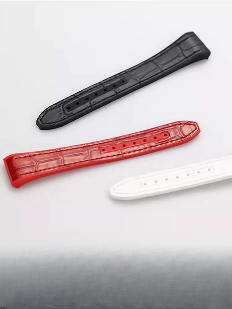 20mm Leather With FKM Rubber Watch Strap Fits Franck Muller V32 Series Watches