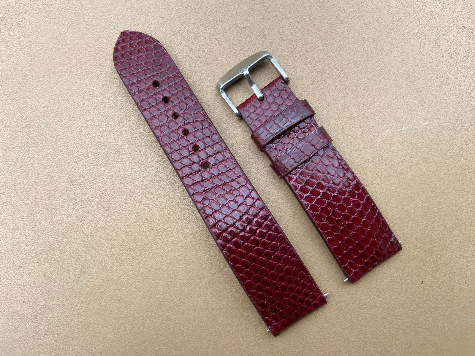Dark Red Lizard Leather Watch Strap Band 16 17 18mm 19 20mm 21mm 22mm 24mm 26mm.