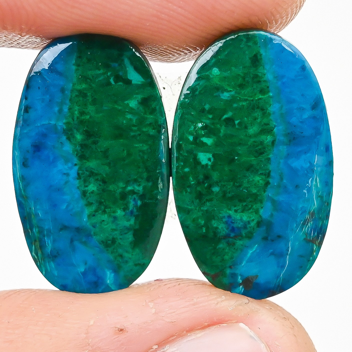 23.10Cts Natural Shattuckite Cabochon Loose Gemstone Pair 12x21x4mm Oval