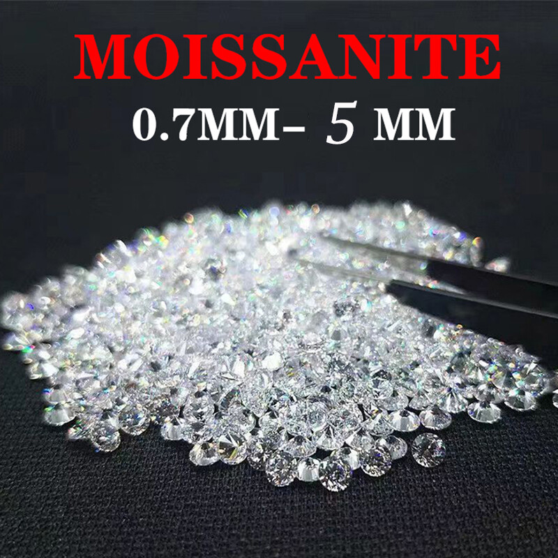0.8-5mm 1ct Round White D Loose Moissanite Stone VVS1 Brilliant Excellent Cut