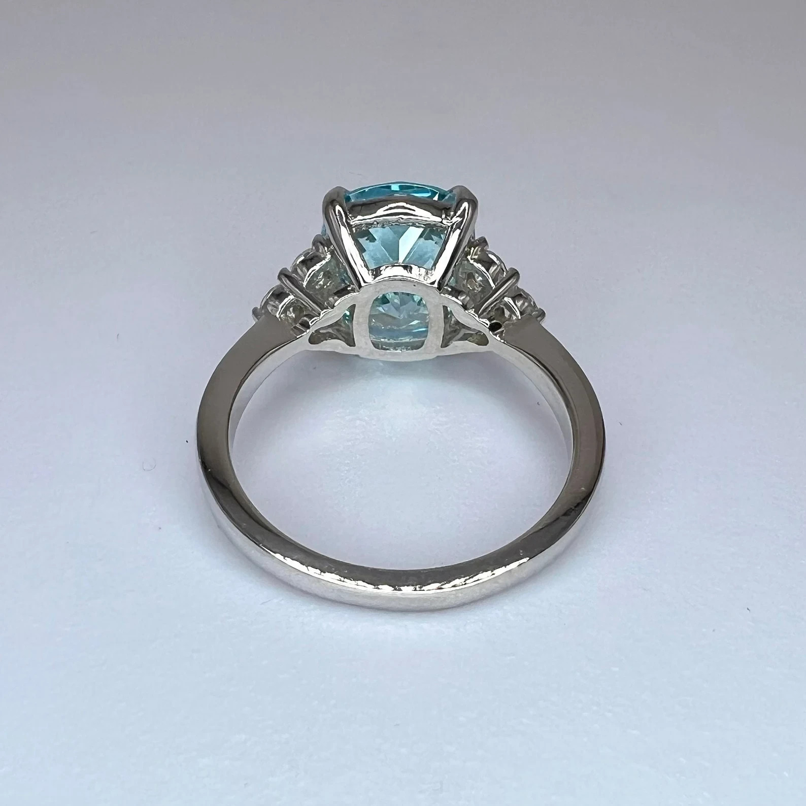 8.30Ct Cushion Cut Natural Aquamarine Diamond Wedding Bridal Ring 14K White Gold