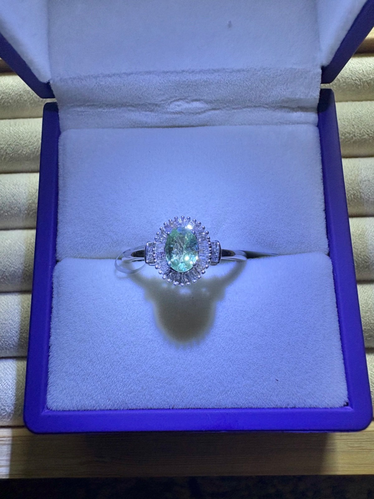 14K White Gold AAA Alexandrite, Diamond (.30 c) Halo Ring – Size 10 (1.15 ctw.)